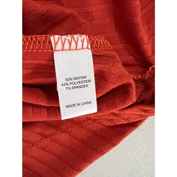 Cuddl Duds Wide Rib V-Neck Tee w/ Side Slits Terra Cotta Red NWOT SIZE XS - Picture 5 of 7